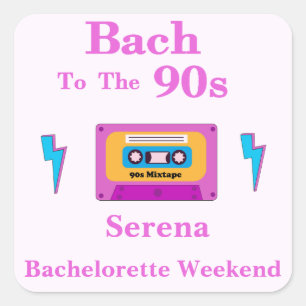 Bach naar de 90s Cassettereband Bachelorette-feest Vierkante Sticker