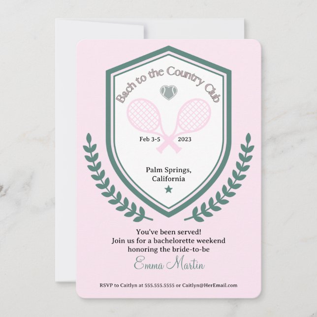 Bach naar de Country Club Uitnodiging (Voorkant)
