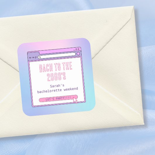 Bach Naar De Jaren 2000 Y2K Bruidsfeestje Persoonl Vierkante Sticker