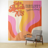 Bach naar de jaren 70 Retro Groovy Sunset Bachelor Wandkleed (In situ)