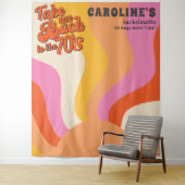 Bach naar de jaren 70 Retro Groovy Sunset Bachelor Wandkleed (In situ)