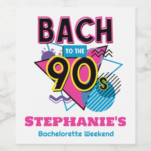 Bach naar de jaren '90 Bachelorette Party Wijn Etiket (Enkel label)