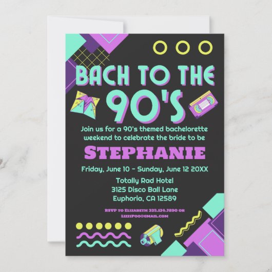 Bach naar de jaren '90 Bachelorette Weekend Kaart (Voorkant)