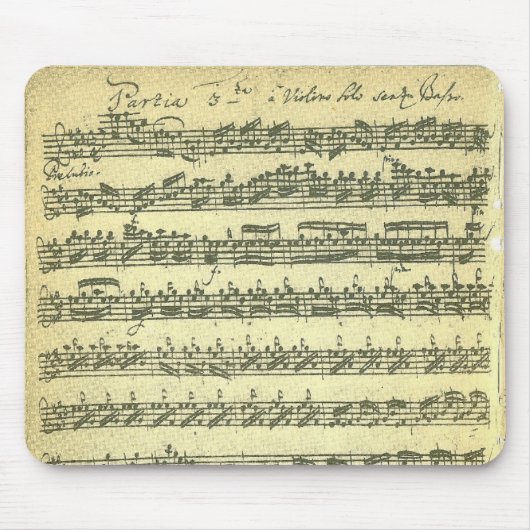 Bach Partita Music Manuscript for Solo Violin Muismat (Voorkant)