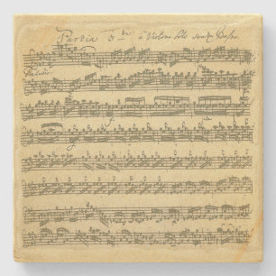 Bach Partita Music Manuscript for Violin Solo Stenen Onderzetter