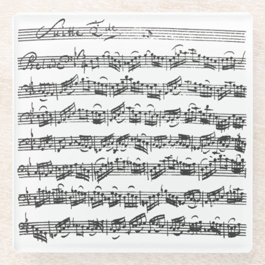 Bach Second Cello Suite Original Notation Glazen Onderzetter (Voorkant)