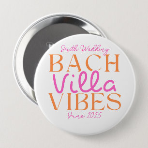 Bach Villa Vibes - Roze en Sinaasappel Tropisch Ronde Button 4,0 Cm