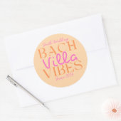 Bach Villa Vibes - Roze en Sinaasappel Tropisch Ronde Sticker (Envelop)