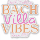 Bach Villa Vibes - Roze en Sinaasappel Tropisch Sticker (Voorkant)