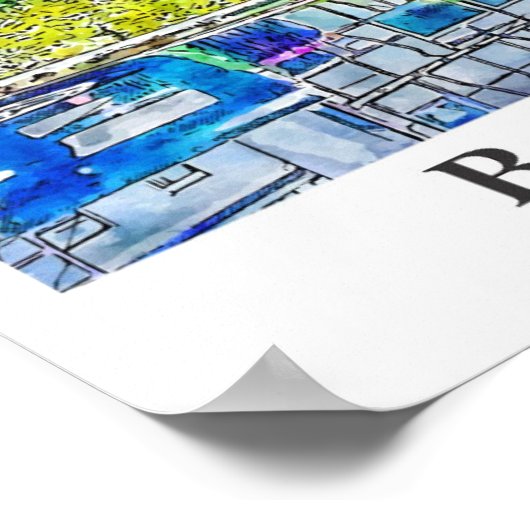 Bacharach Duitsland Kunst Reizen Waterverf Hand ge Poster (Hoek)