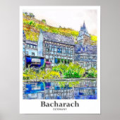 Bacharach Duitsland Kunst Reizen Waterverf Hand ge Poster (Voorkant)
