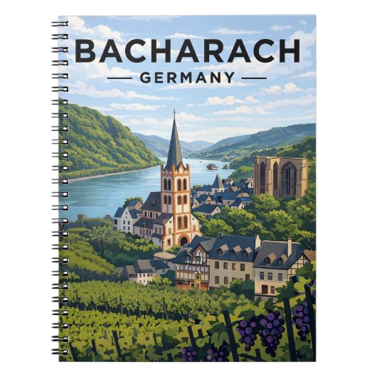 Bacharach Germany Vintage Travel Art Notitieboek (Voorkant)