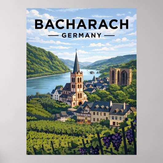 Bacharach Germany Vintage Travel Poster (Voorkant)