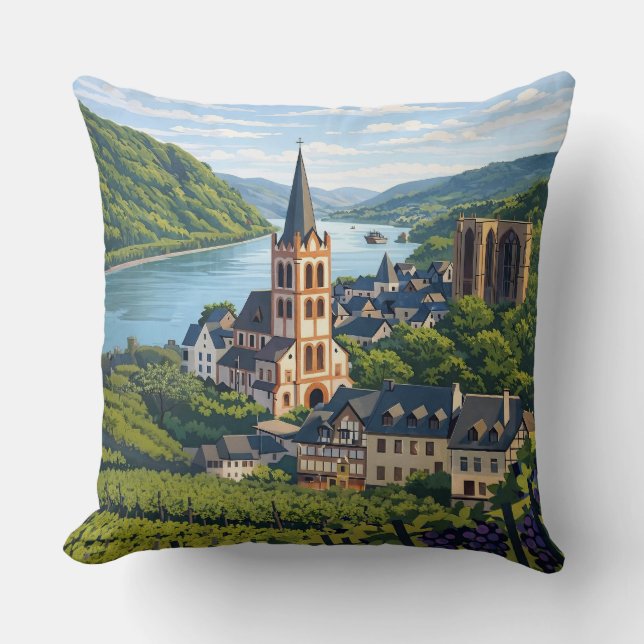 Bacharach Vintage Travel Art Kussen (Voorkant)
