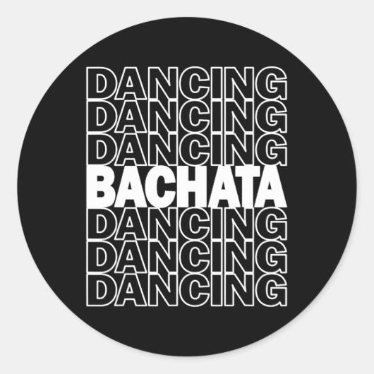 Bachata Dancing Typography Graphic voor Salsa Lati Ronde Sticker (Voorkant)