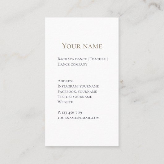 Bachata danser of Studio Visitekaartje (Achterkant)