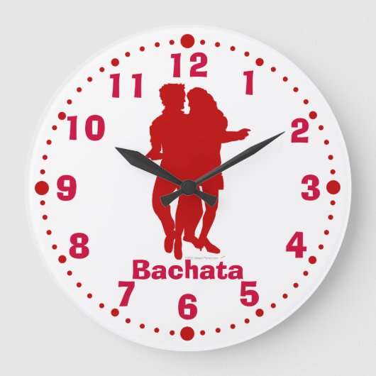 Bachata, Latijnse Dans, wandklok met notulen (Voorkant)