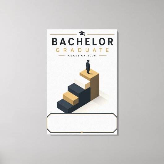 Bachelor Afgestudeerde 2026 Eigen Naam Canvas Afdruk (Voorkant)