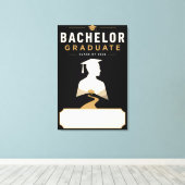 Bachelor Afgestudeerde 2026 Naam op Maat Ontwerp Canvas Afdruk (Insitu (Houten vloer))