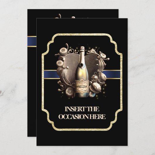 Bachelor afstuderen verjaardag | mousserende wijn kaart (Voorkant / Achterkant)