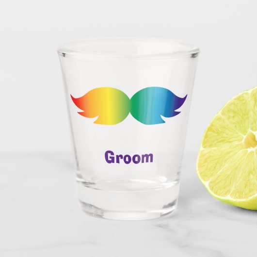 Bachelor / Bachelorette / bruiloft regenboog snor  Shot Glas (Voorkant)