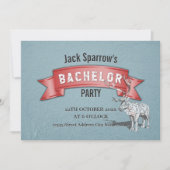 Bachelor / Bachelorette Jachtfeest Rood Lint Blauw Kaart (Voorkant)
