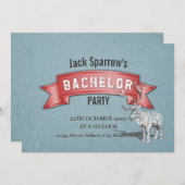 Bachelor / Bachelorette Jachtfeest Rood Lint Blauw Kaart (Voorkant / Achterkant)