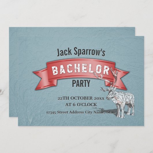 Bachelor / Bachelorette Jachtfeest Rood Lint Blauw Kaart (Voorkant / Achterkant)