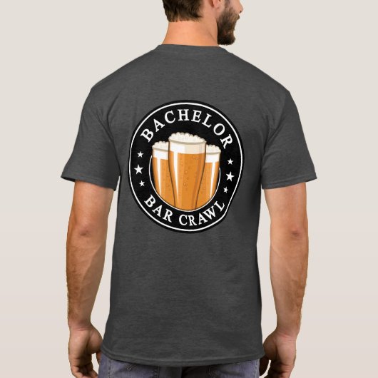 Bachelor Bar Crawl - Hoera voor de nacht! T-shirt (Achterkant)