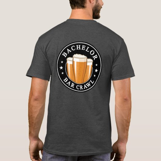 Bachelor Bar Crawl - Hoera voor de nacht! T-shirt (Achterkant)
