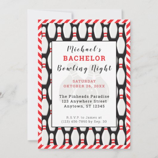 Bachelor Bowling Nachtfeest Uitnodiging (Voorkant)