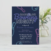 Bachelor Bowling Nachtfeest Uitnodiging (Staand voorkant)