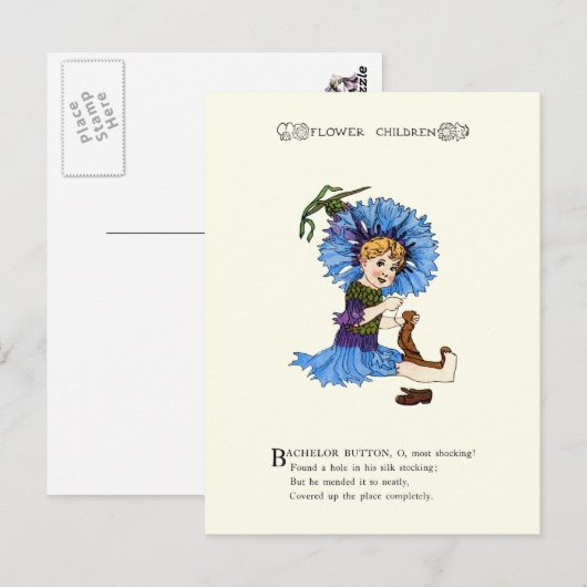 Bachelor Button Briefkaart (Voorkant / Achterkant)