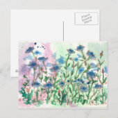 Bachelor Button Wildflower Meadow Briefkaart (Voorkant / Achterkant)