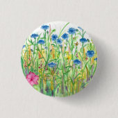 Bachelor Buttonnen Waterverf Wildflowers Ronde Button 3,2 Cm (Voorkant)