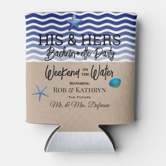 Bachelor+ette Party Weekend on the Water Invitatio Blikjeskoeler (Voorkant)