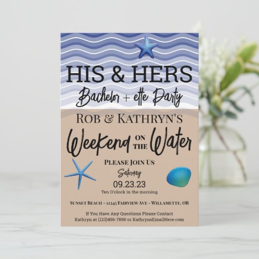 Bachelor+ette Party Weekend on the Water Invitatio Kaart (Staand voorkant)