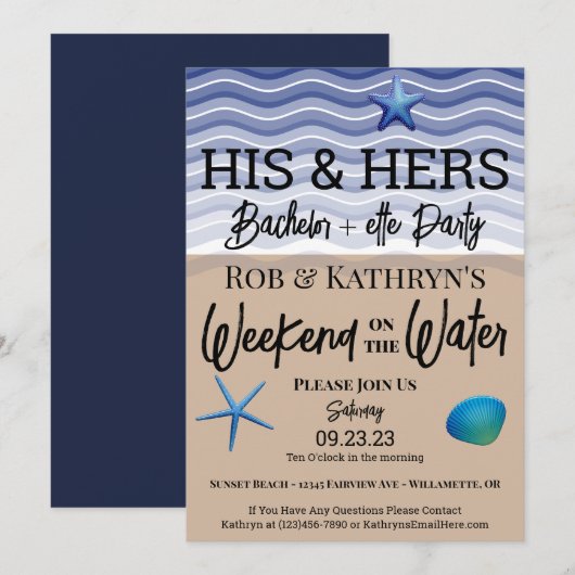 Bachelor+ette Party Weekend on the Water Invitatio Kaart (Voorkant / Achterkant)