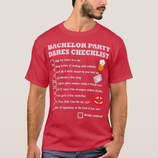 Bachelor farewell checklist met dappertests t-shirt