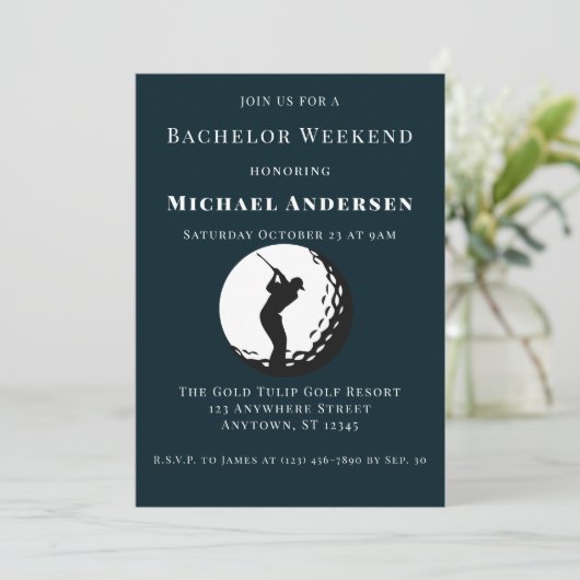 Bachelor Golf Weekend Party Uitnodiging (Staand voorkant)