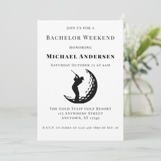 Bachelor Golf Weekend Party Uitnodiging (Staand voorkant)