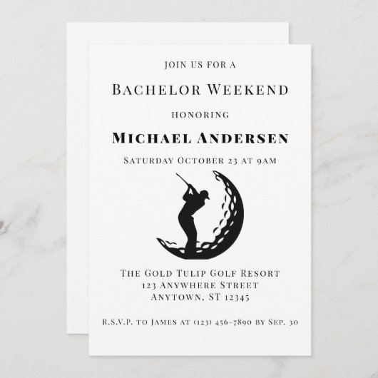 Bachelor Golf Weekend Party Uitnodiging (Voorkant / Achterkant)