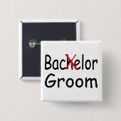 Bachelor (Groom) Vierkante Button 5,1 Cm (Voorkant /achterkant)