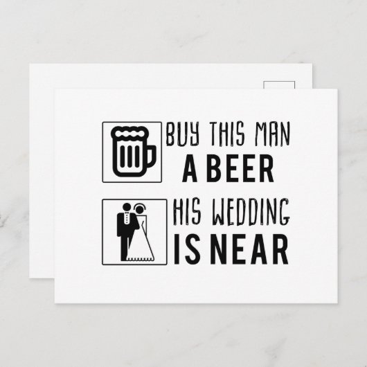 bachelor koopt dit man een biertje dat zijn bruilo aankondigingskaart (Voorkant / Achterkant)