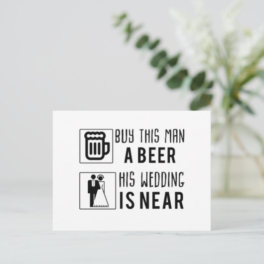 bachelor koopt dit man een biertje dat zijn bruilo aankondigingskaart (Staand voorkant)