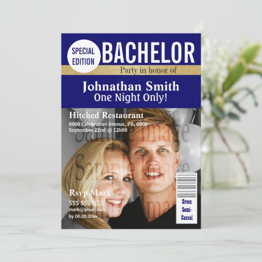 Bachelor magazine fotoshoot PERSONALISEER Kaart (Staand voorkant)
