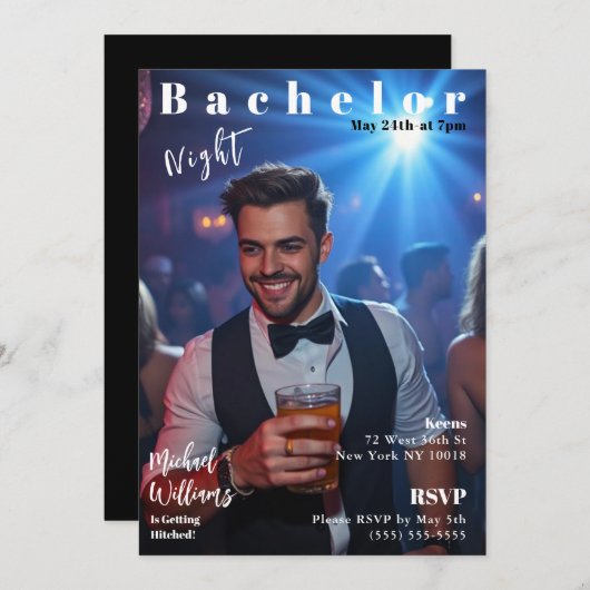Bachelor Night Magazine Hoesje Kaart (Voorkant / Achterkant)