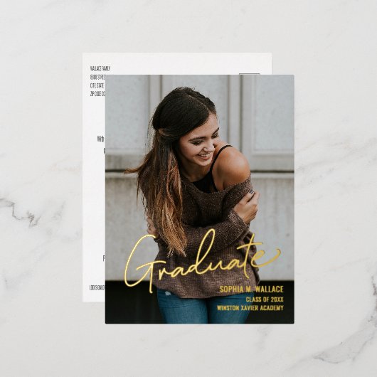 Bachelor of Arts University Afstuderen Foto Folie Feestdagen Briefkaart (Voorkant / Achterkant)