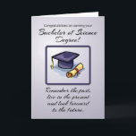 Bachelor of Science Afstuderen, herinner het verle Kaart<br><div class="desc">Een Bachelor's of Science Degree behalen is een bijzonder moment. Deze blauwe grijze kaart shows een afstudeerkap en diploma. Een inspirerend bericht vult de voorkant. De perfecte kaart om hem of haar te feliciteren met hun Bachelor of Science afstuderen.</div>