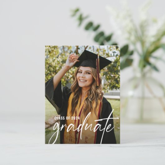 Bachelor of Science Custom Afstuderen Foto Aankondigingskaart (Staand voorkant)